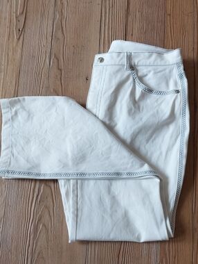 Escada White Straight-Leg Jeans with Contrast Stitching